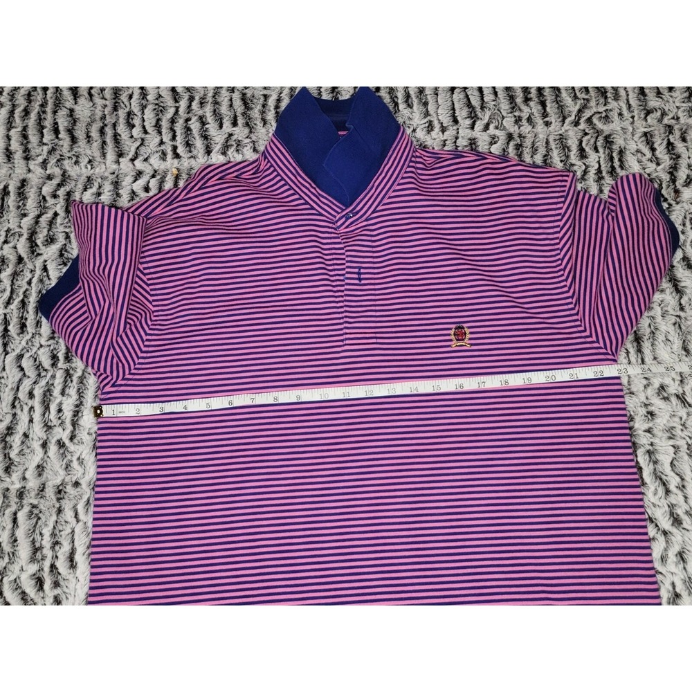 Tommy Hilfiger Strip Polo Pink‎ shirt size Large activewear - Picture 5 of 5